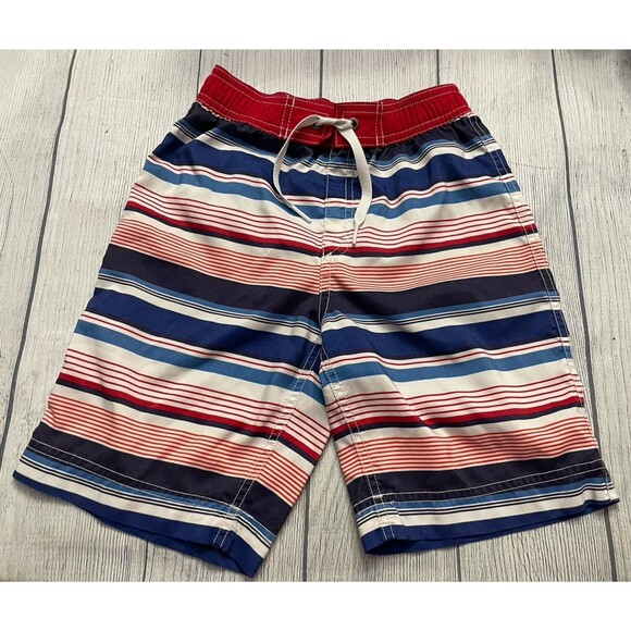 Hanna Andersson HA Boy Red & Blue Swimsuit Trunks, Size 110 cm, 5T - Picture 1 of 4
